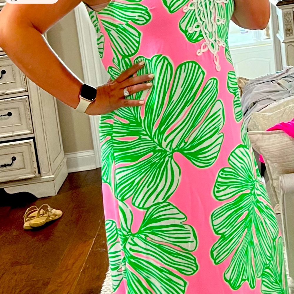 Lilly Pulitzer size 14 maxi dress Carlotta who let the fronds out